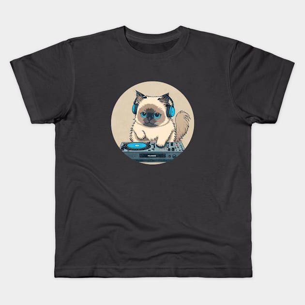 CUte DJ Ragdoll Cat Kids T-Shirt by JGodvliet